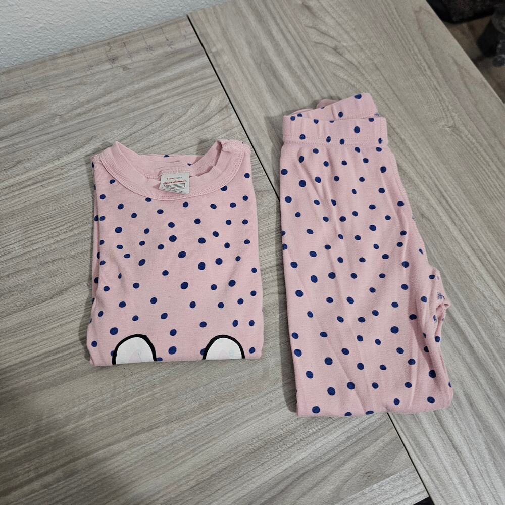 Hanna Andersson Pajama Set Pink Blue Dotted White Bunny Rabbit Easter Spring